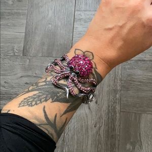 Rhinestone Pink Octopus Bracelet
